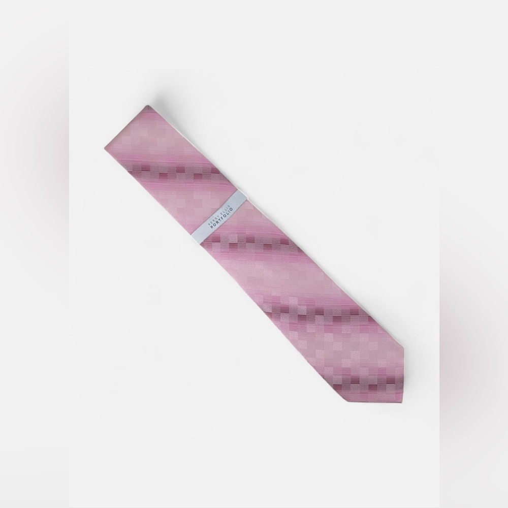 Perry Ellis Portfolio Men's Shaded Square Tie Necktie Pink Classic 3" $55